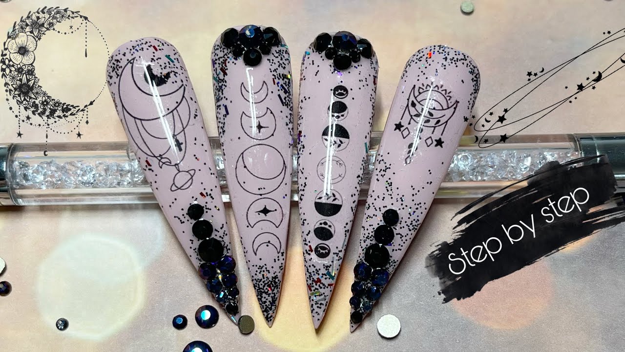 How to- Moon / Halloween  Nail art design