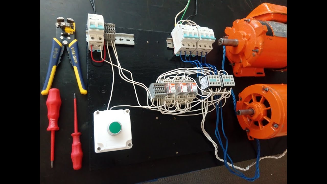 SECUENCIA MANUAL PARA EL ARRANQUE Y PARO DE DOS MOTORES TRIFÁSICOS CON SOLO UN BOTÓN PULSADOR