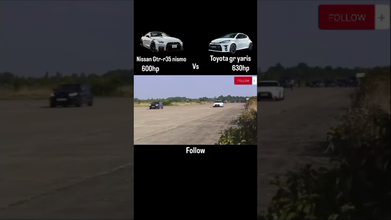 Nissan gtr vs toyota gr yaris drag race #dragrace #gtr #nismo #carwow