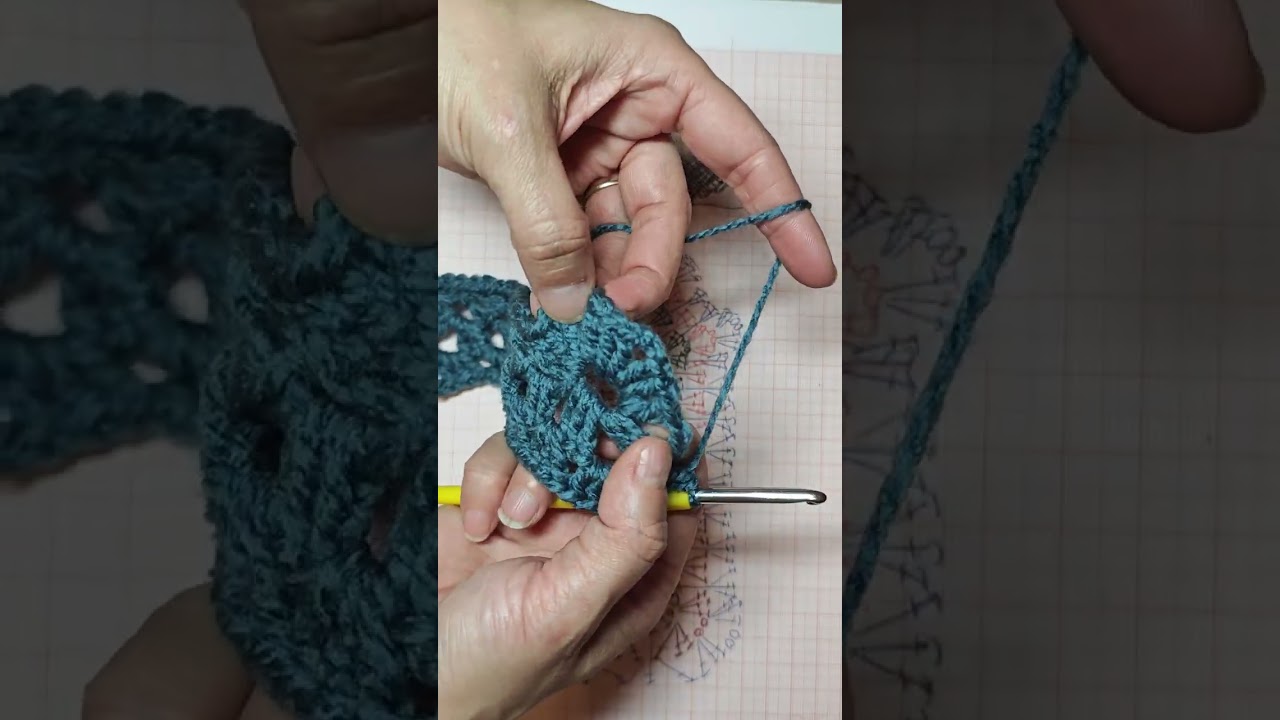 Hexagonjacke, längere Körper, schmale Ärmel gehäkelt 
