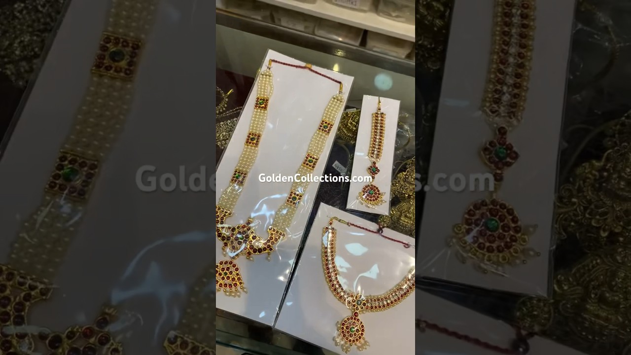 Bharatanatyam Dance Jewelry Long Haram necklace Short Haram necklace Mangtika #bharatanatyamdancer
