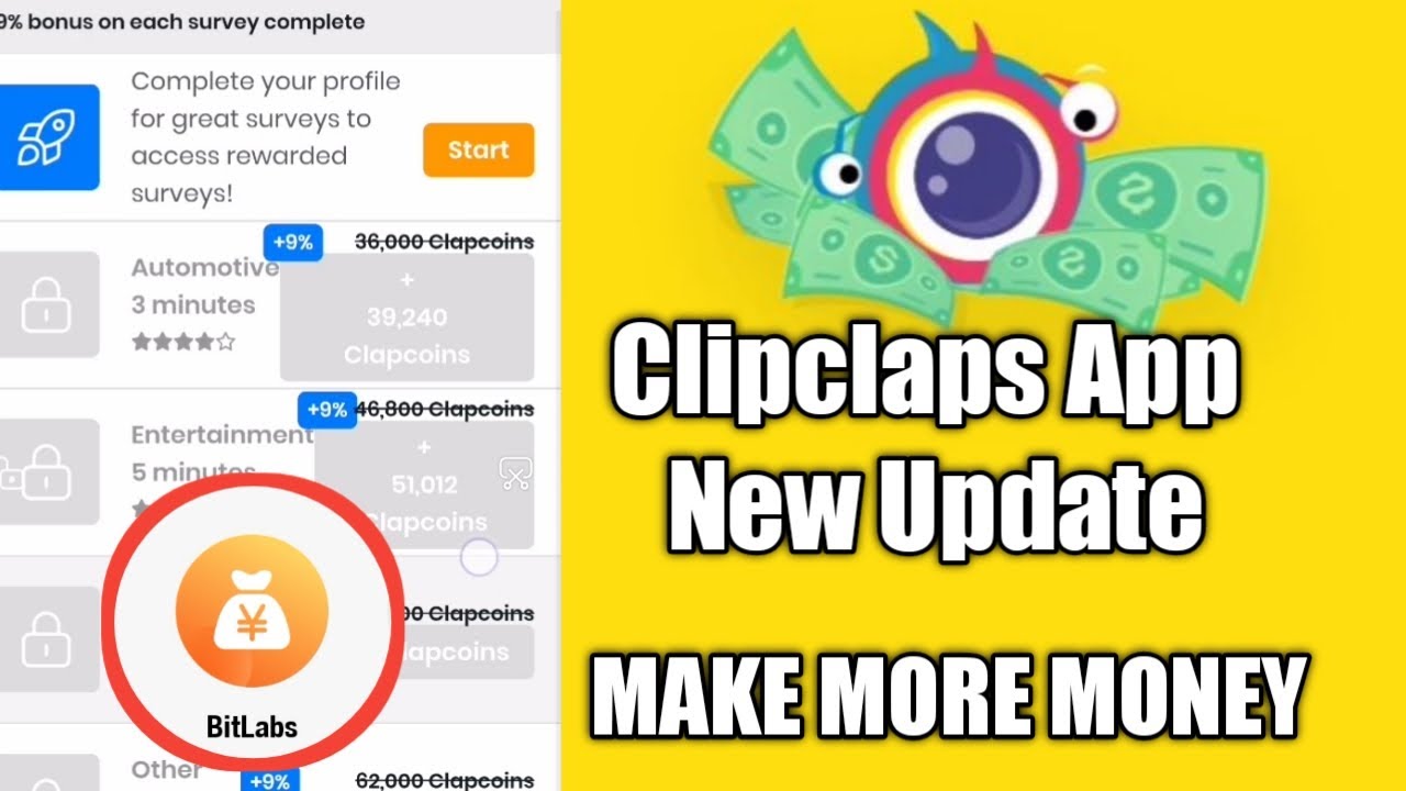 Clipclaps App New Update make more money With Bitlabs