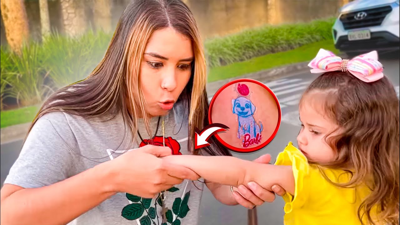 MINHA IRM&Atilde;ZINHA FEZ UMA TATUAGEM DE MENTIRA ! 