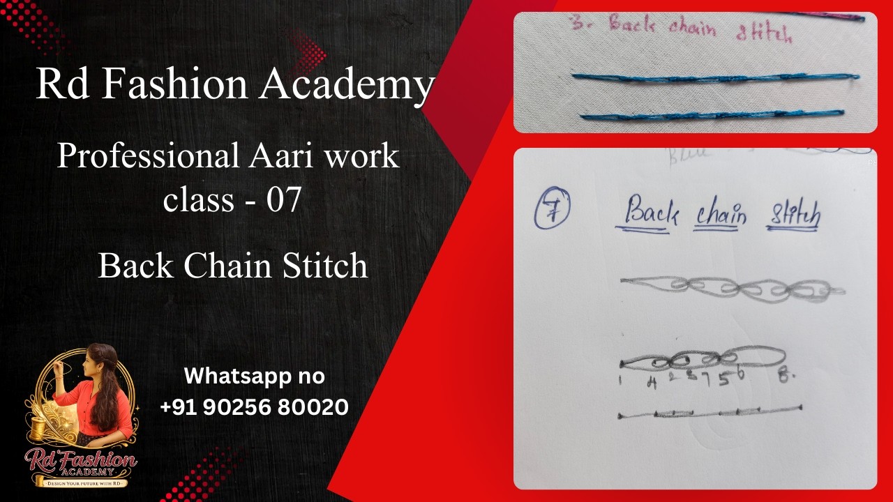 Aari work class 07 - Back chain stitch #AariWorkTutorial | #Beginner to #Advanced #RDFashionAcademy