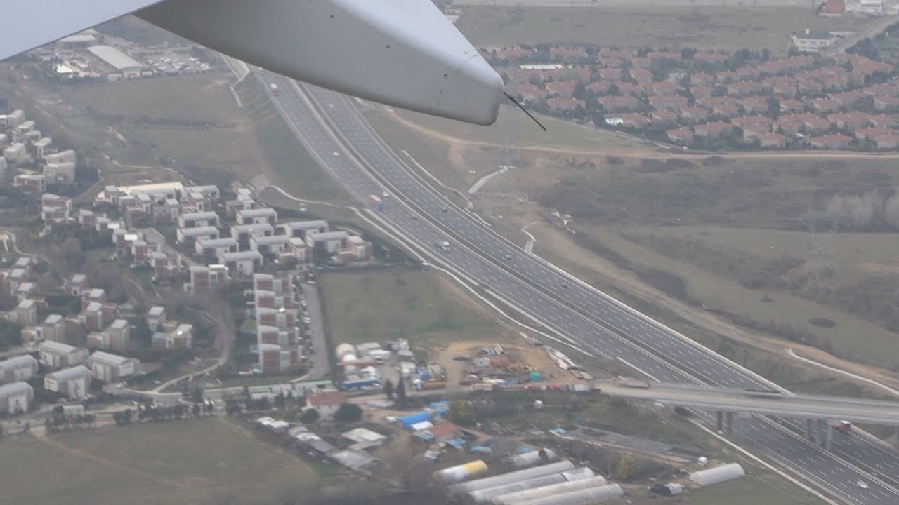 Arrival at Istanbul Sabiha Gokcen International Airport with Pegasus Airbus A320 200 airplane