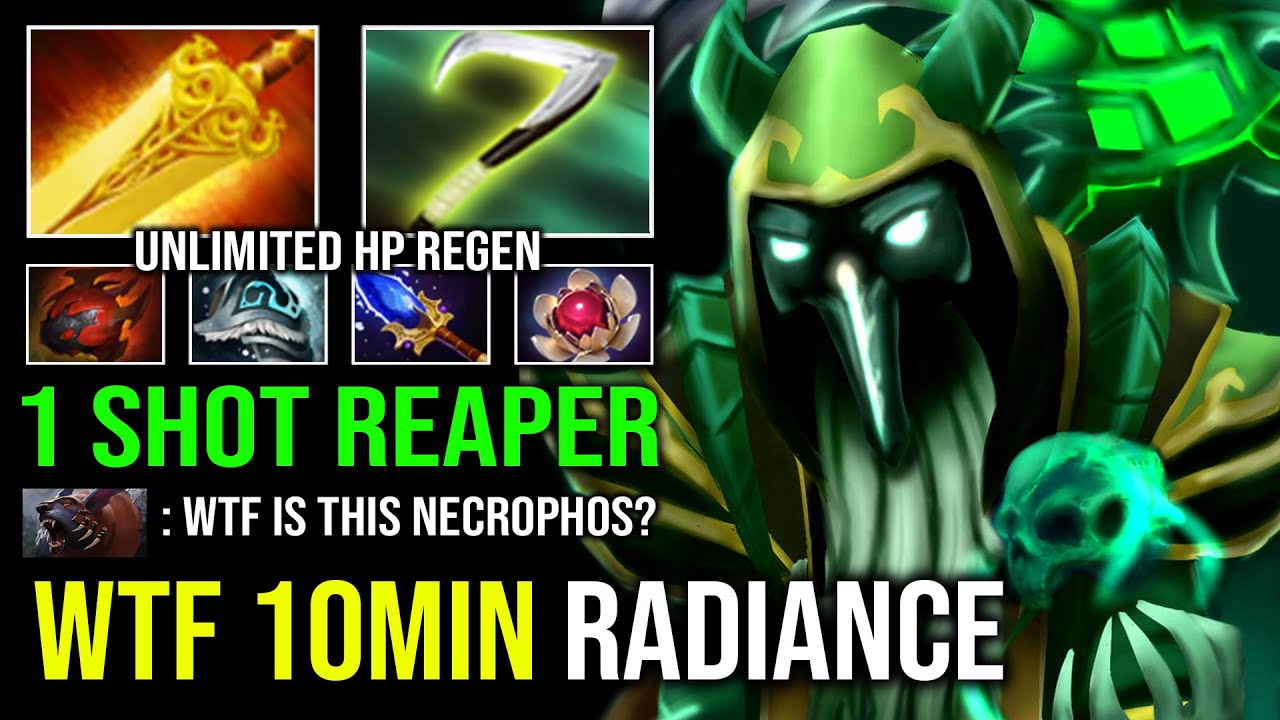 WTF 10MIN RADIANCE 100% Anti Mid Ganker 1K GPM Raid Boss Unlimited HP Regen Necrophos Dota 2