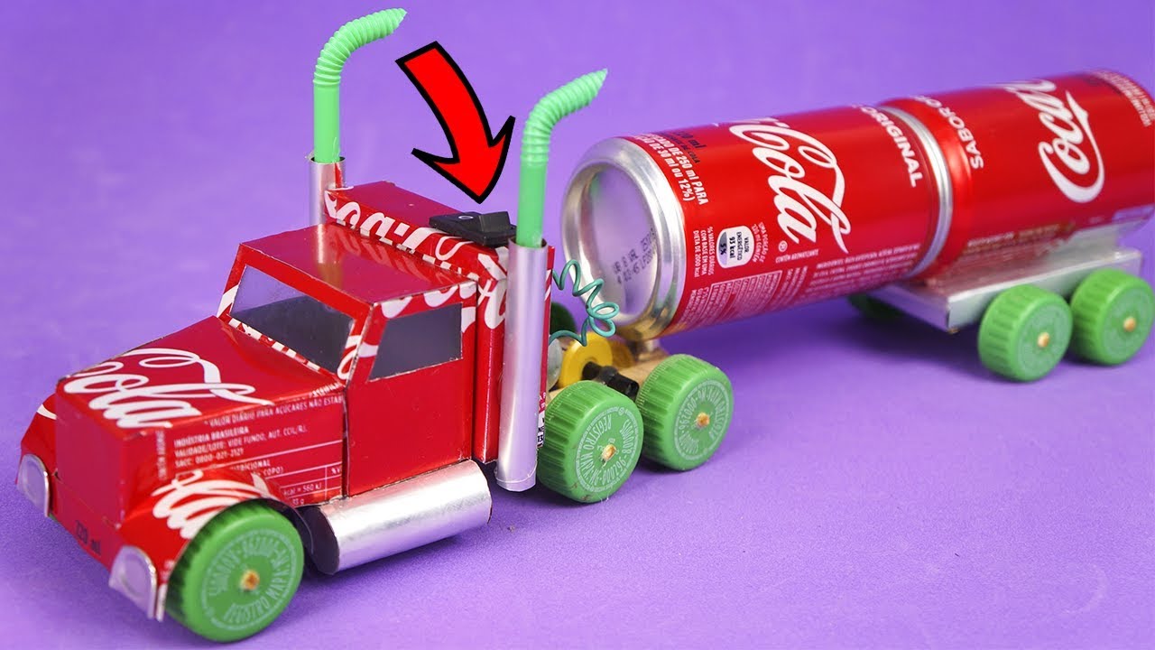 AMAZING COCA-COLA TRUCK MADE WITH ALUMINUM CANS AND DC MOTOR