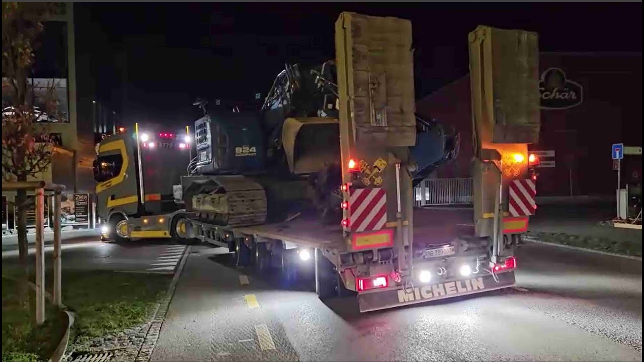 Bagger-Transport mit dem SCANIA S770 von Dornbierer 