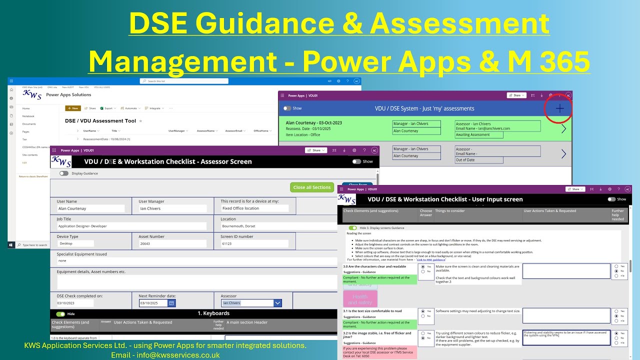 Display Screen Equipment Assessment & Management system using Power Apps for Microsoft 365 and Teams