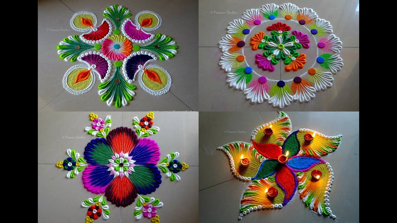 4 small, quick and easy rangoli designs for Diwali | Rangoli by Poonam Borkar