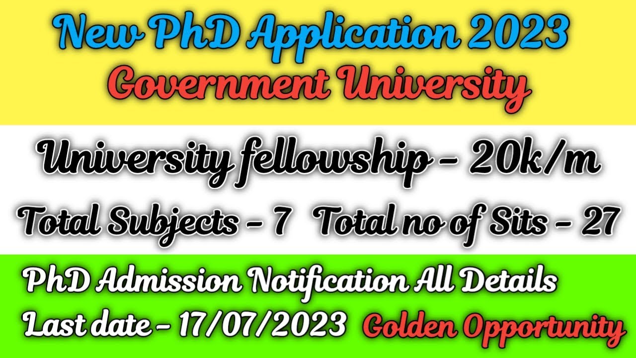 New phd admission 2023 // ongoing phd admission 2023 // Government University // New PhD Application