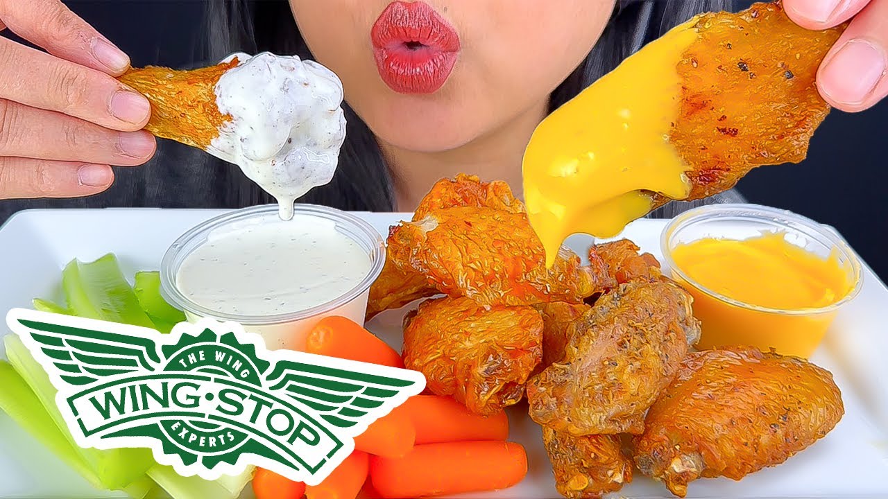 ASMR WINGSTOP MANGO HABAÑERO & LEMON PEPPERS FRIED CHICKEN WINGS