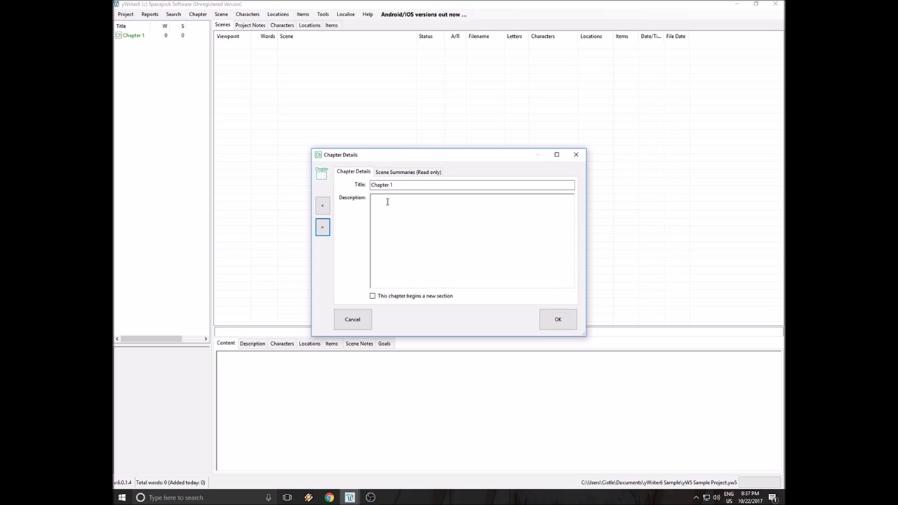 yWriter Tutorial (Sample Project & Creating Your Own)