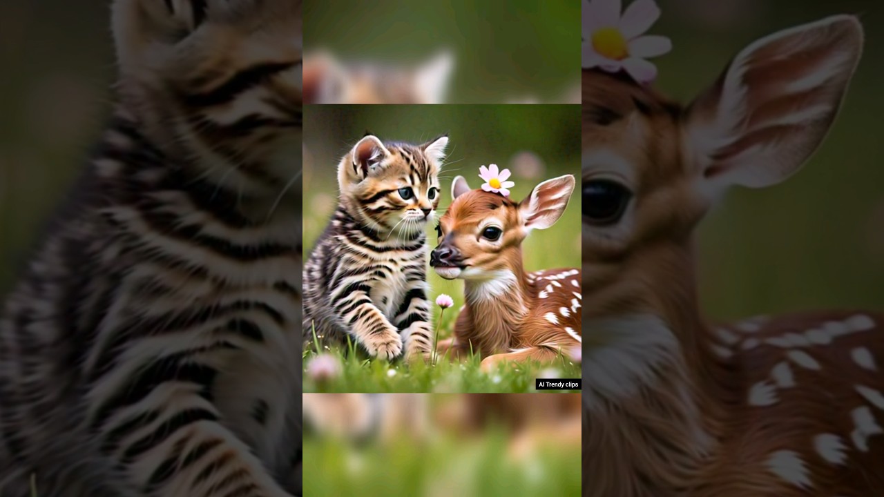 Tiny Kitten Saves a Baby Fawn |#cat #3danimation #funny #cute #animation #catlover #catlover #pets