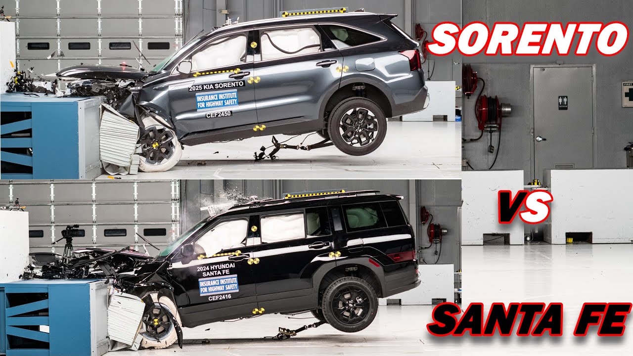 Kia Sorento 2025 года против Hyundai Santa Fe: КРАШ-ТЕСТОВОЕ СОПЕРНИЧЕСТВО!