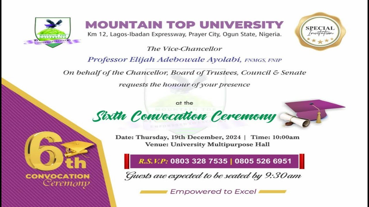 MTU 6th CONVOCATION CEREMONY 19th December 2024