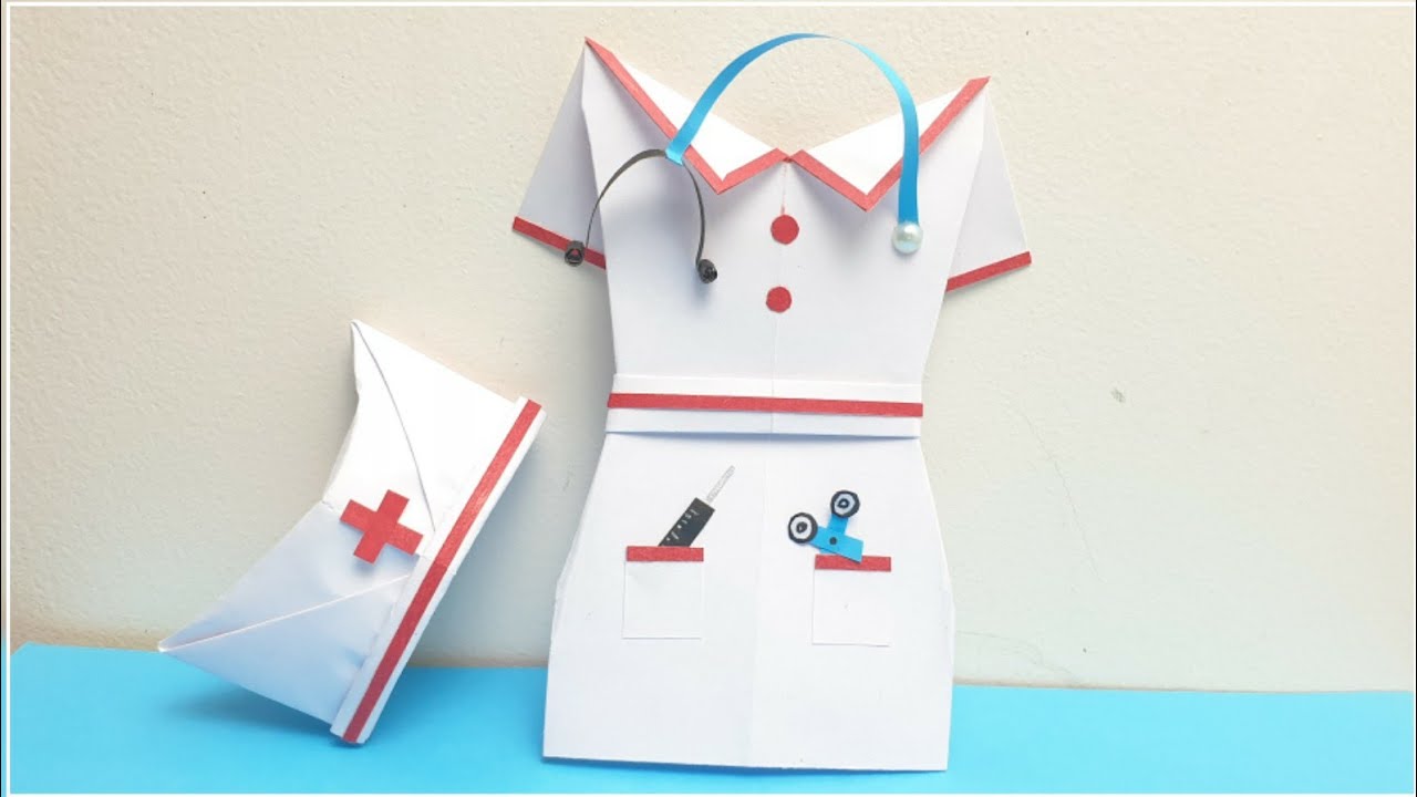 Origami nurse cap and dress|Easy Paper Crafts|paper toys|doctor set paper|Simple Craft for kids