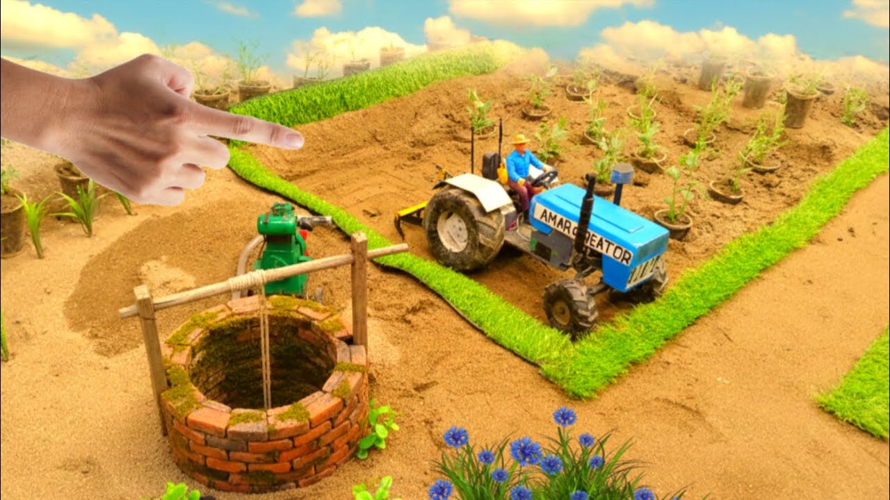 Diy mini tractor ploughing farming land @amar creator