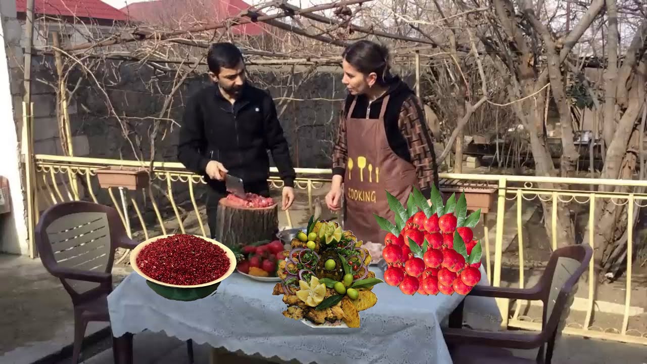 Натуральный гранатовый сок\ Мы с женой готовим для детей шашлыки и пирожные.