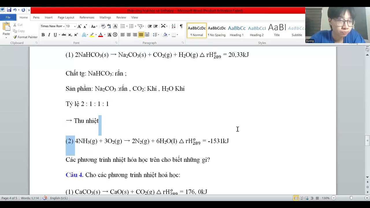 HOÁ 10 - Phản ứng hoá học Enthalpy - Thứ 4, 25/02/2026 - P2