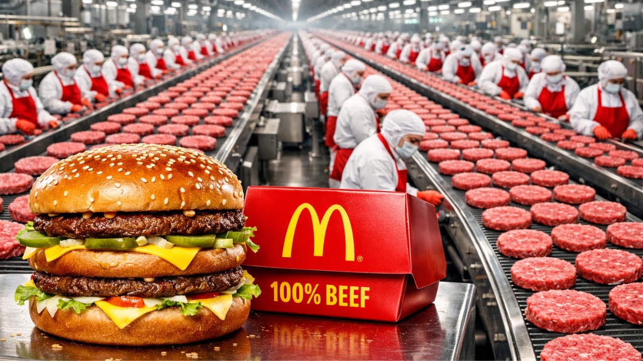 Inside a Modern McDonald's Meat Factory: From Raw Beef to Iconic Patties (Full Process)