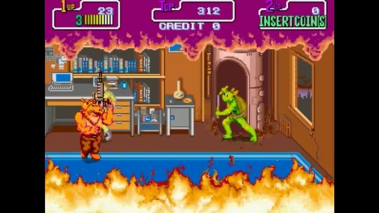 Teenage Mutant Ninja Turtles (Arcade) Rocksteady Boss Battle