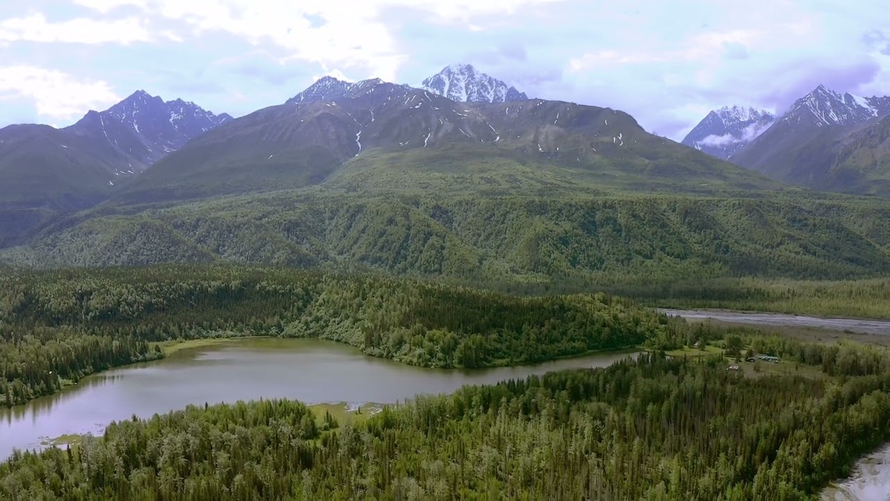 Scenic Drone Footage of Matanuska River, Alaska