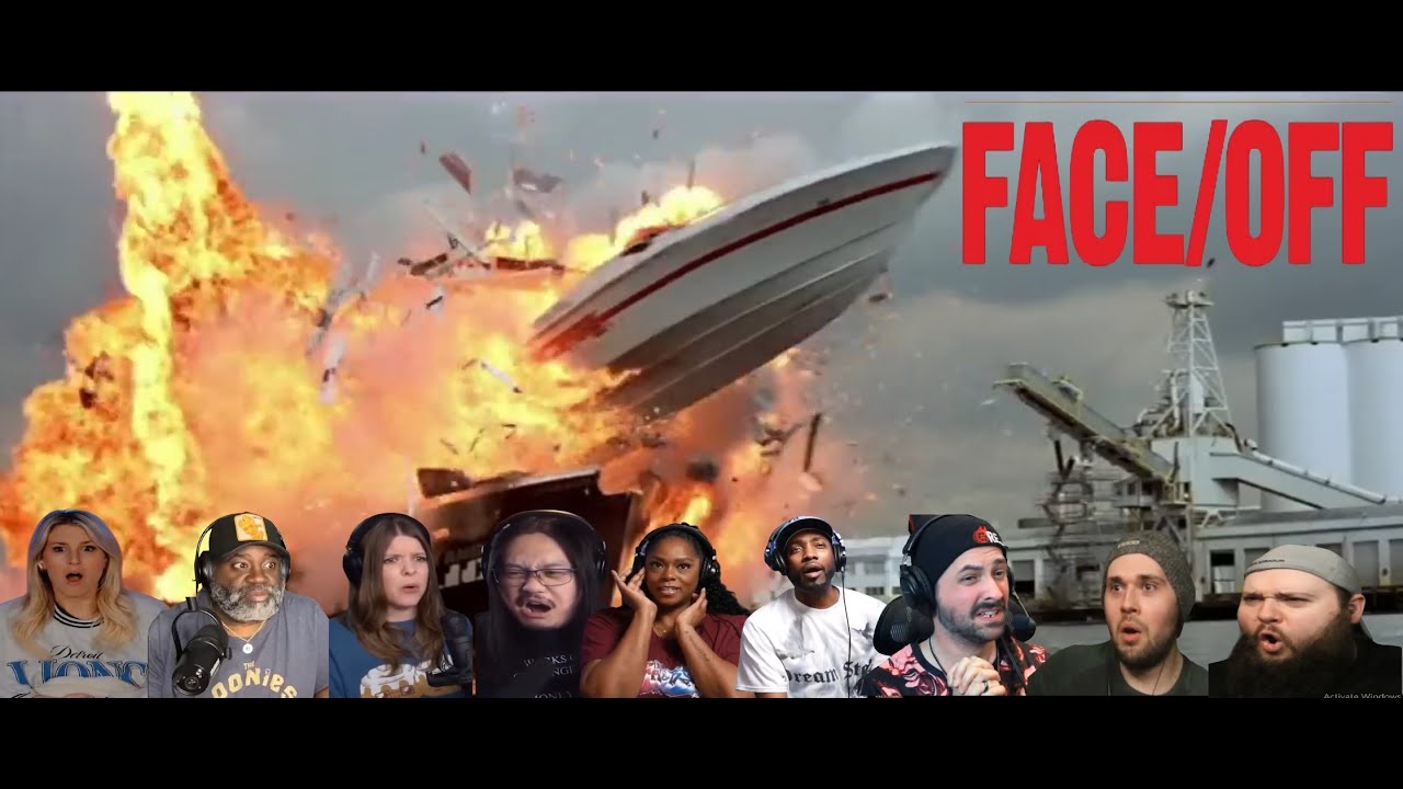 Top 6 YouTube Reactors IN SHOCK by Face/Off (1997) | Church Shootout & Speed Boat Chase Compilation!