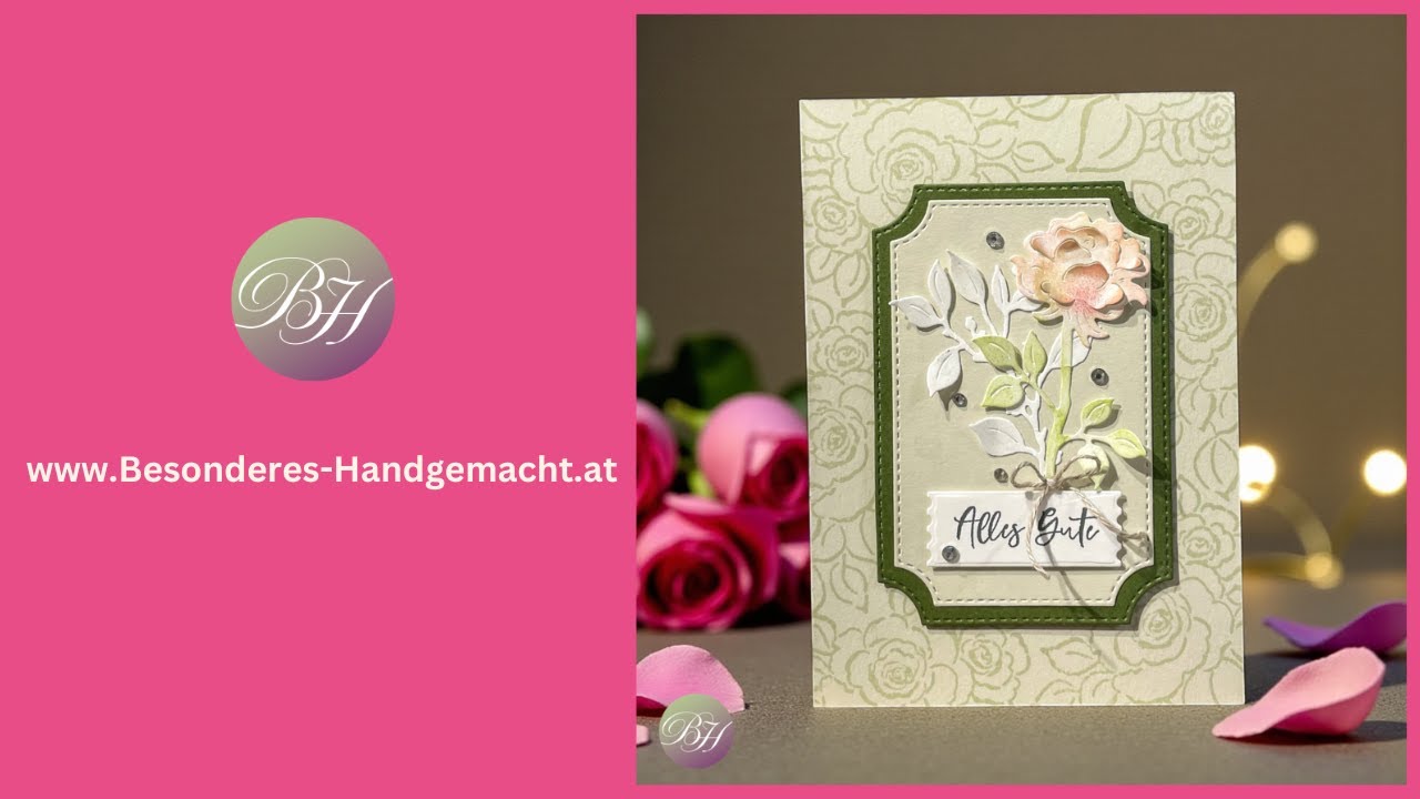 Romantische Karte mit 3D-Rose / Die Königin der Blumen / Bezaubernde Grüße / Stampin’ Up!®