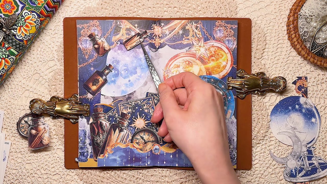 asmr 다꾸 | 달빛마법사🌙 다이어리꾸미기 /허니마켓-비야크래프트/ #scrapbooking journaling ビンテージ コラージュ diary #greengarden