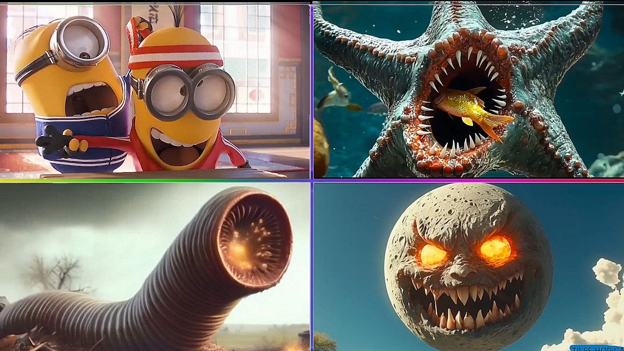 Lunar MOON VS Minions VS INFECTED Star  VS TRAIN EATER  Tiles Hop EDM Rush