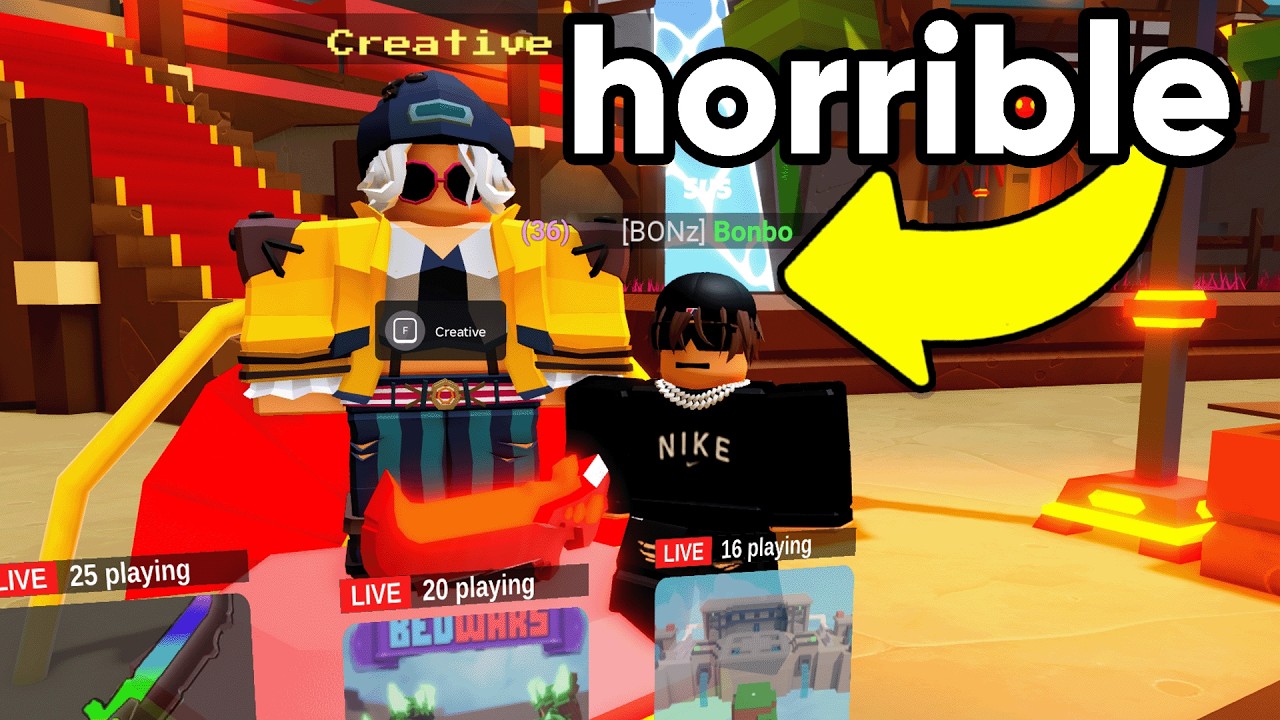 I Tried Creative Servers.. it made me rage (Roblox BedWars)
