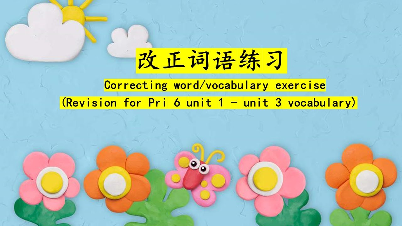 小六高级华文语文应用：改正词语练习：第一至第三课 Primary 6 Higher Chinese: Chapter 1 to 3: correcting of words exercise
