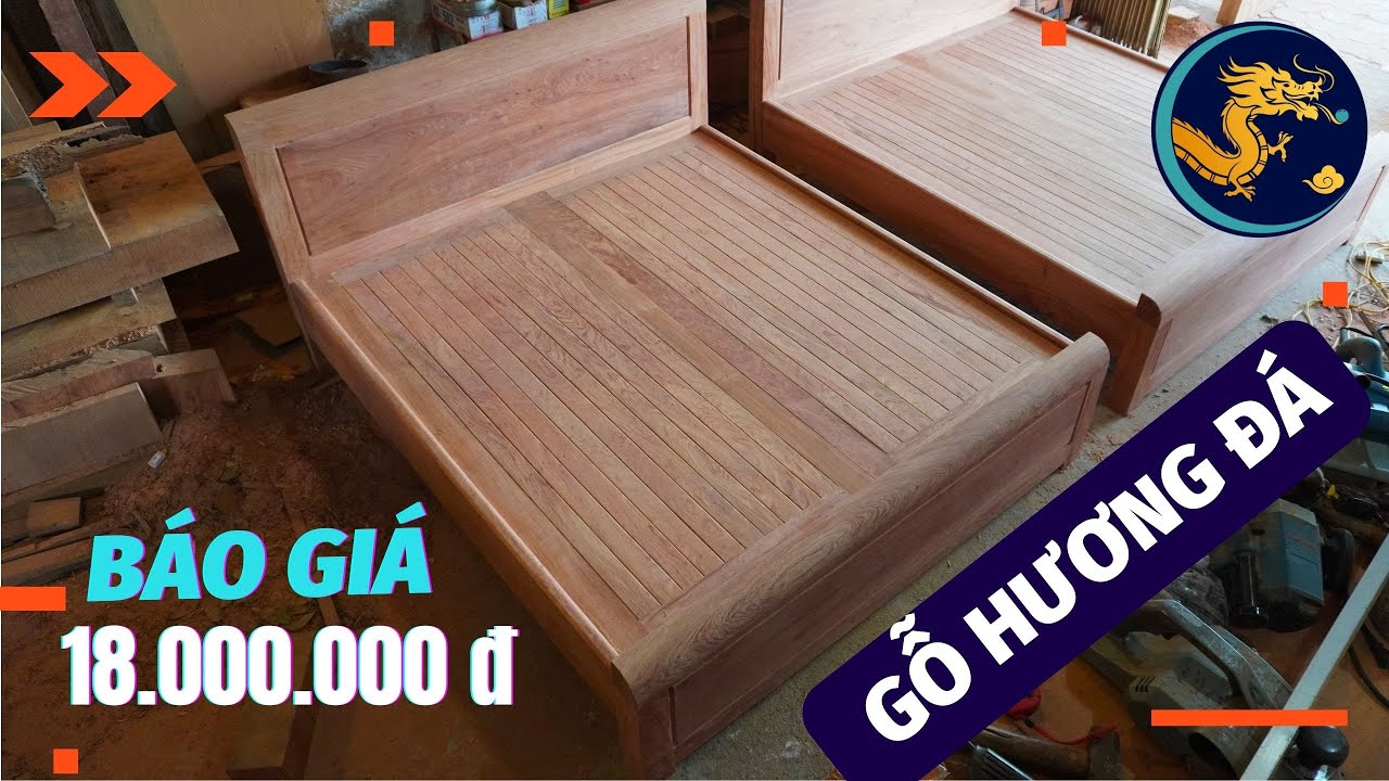 Báo giá GIƯỜNG NGỦ mẫu trơn 1m8 - Gỗ Hương Đá || Xưởng gỗ Long Ly