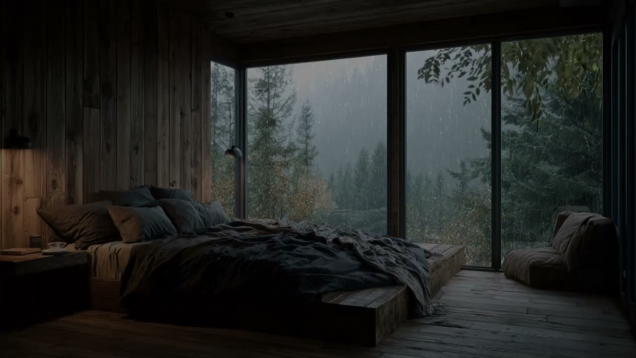 Soft Rain Moves Through The Tall Dark Forest 🌲 And Cools The Air Around You