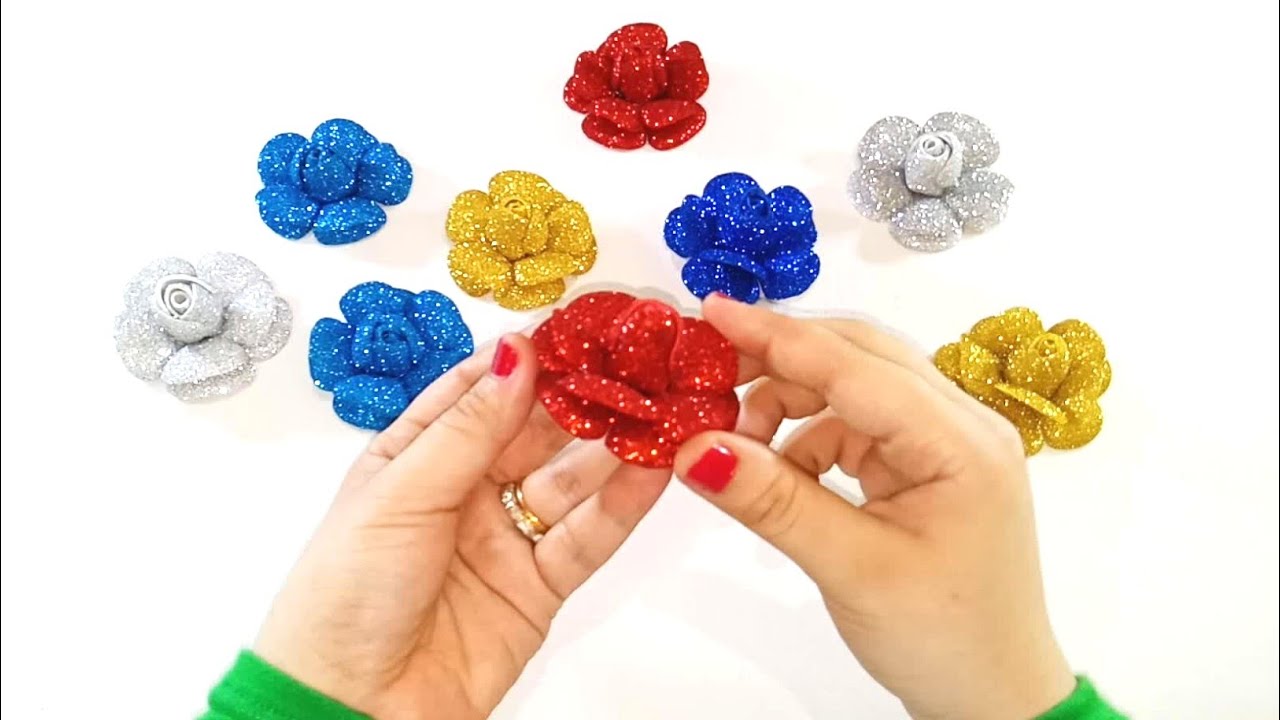عمل وردة مجسمه بالفوم 🌹🙋🌹 How to make foam rose