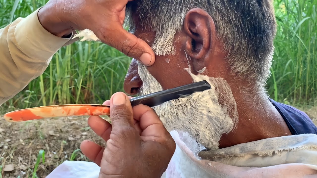 ASMR Fast Shaving & Hair Cutting✂️Relaxing Big Beard Shave, But Barber Old