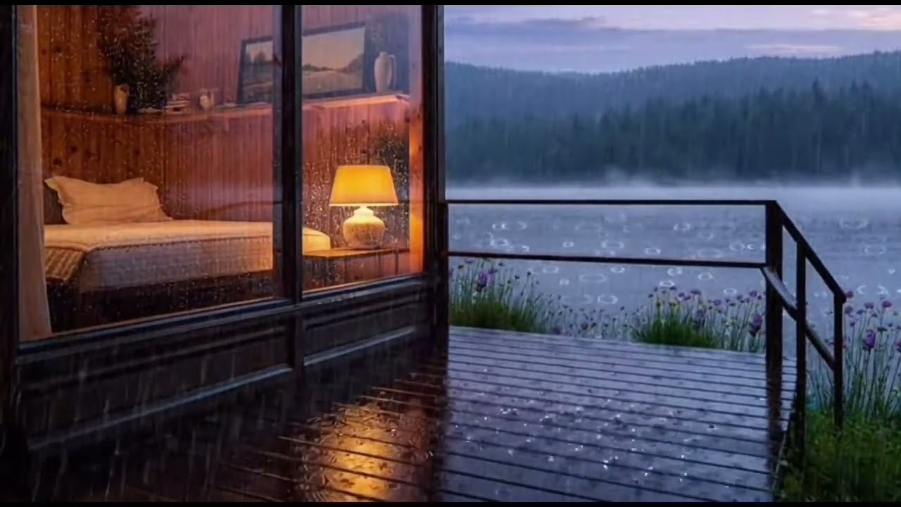 Rainy Night at a Cozy Lakeside Cabin 🌧️ | Relaxing Rain Sounds for Deep Sleep