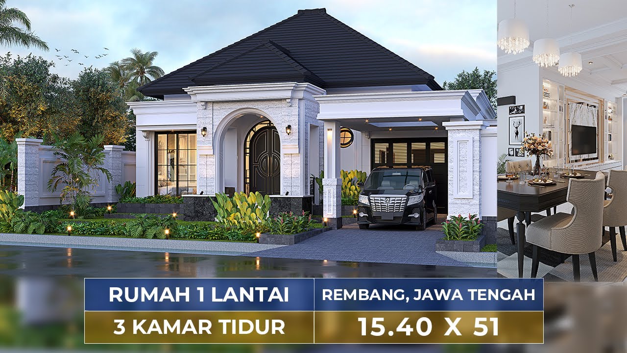 DESAIN RUMAH 1 LANTAI DENGAN 3 KAMAR TIDUR & SWIMMING POOL DI JAWA TENGAH!! - JASA ARSITEK RUMAH