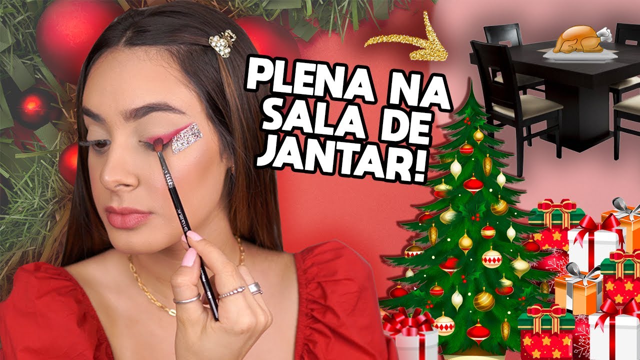 MAQUIAGEM de NATAL para FICAR PLENA NA SALA!! 🎄🎅🏻