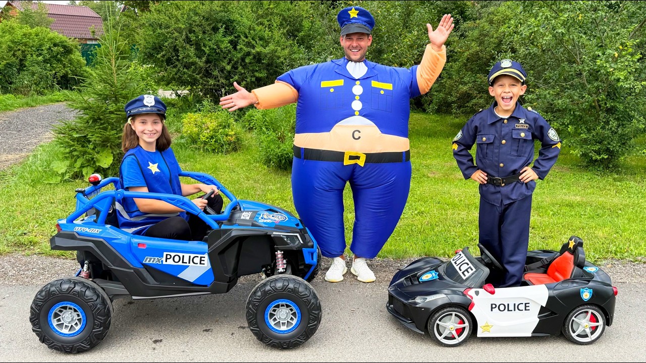 Fun Police adventures on police kids car with Sofia