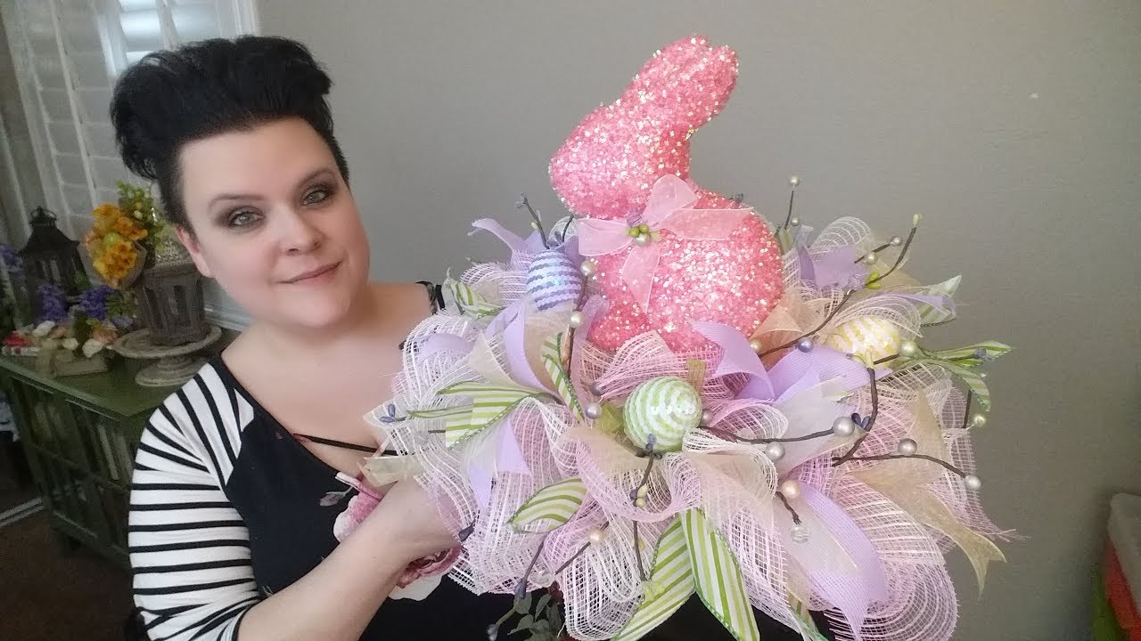 Easter Bunny Mesh Centerpiece