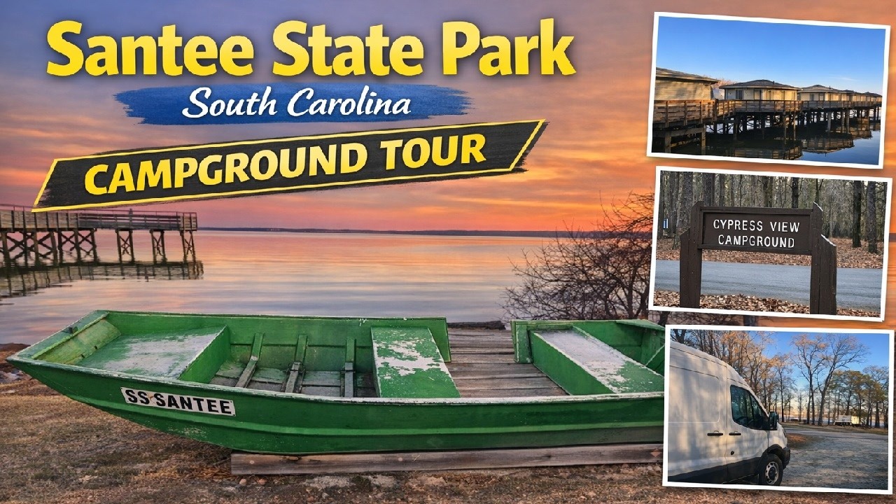 Santee State Park SC Cypress View Campground & Pier Cabins Tour
