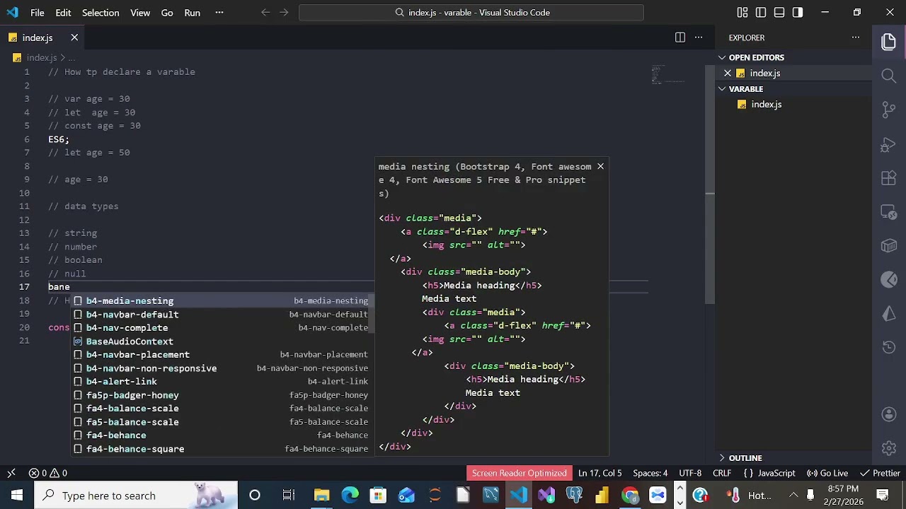 Introduction to JavaScript – Variables and Data Types (Beginner Lesson)