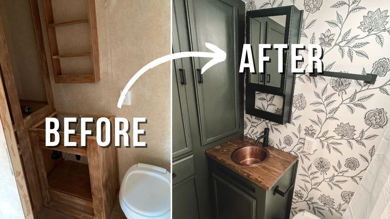 Peel and stick wallpaper RV transformation - RV Reno Ep. 10