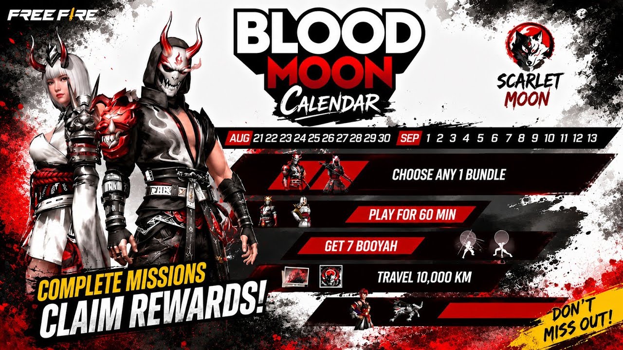 BLOOD MOON EVENT CALENDAR Free REWARDS Kaise Milega ? ✨🇮🇳 Free Fire Max