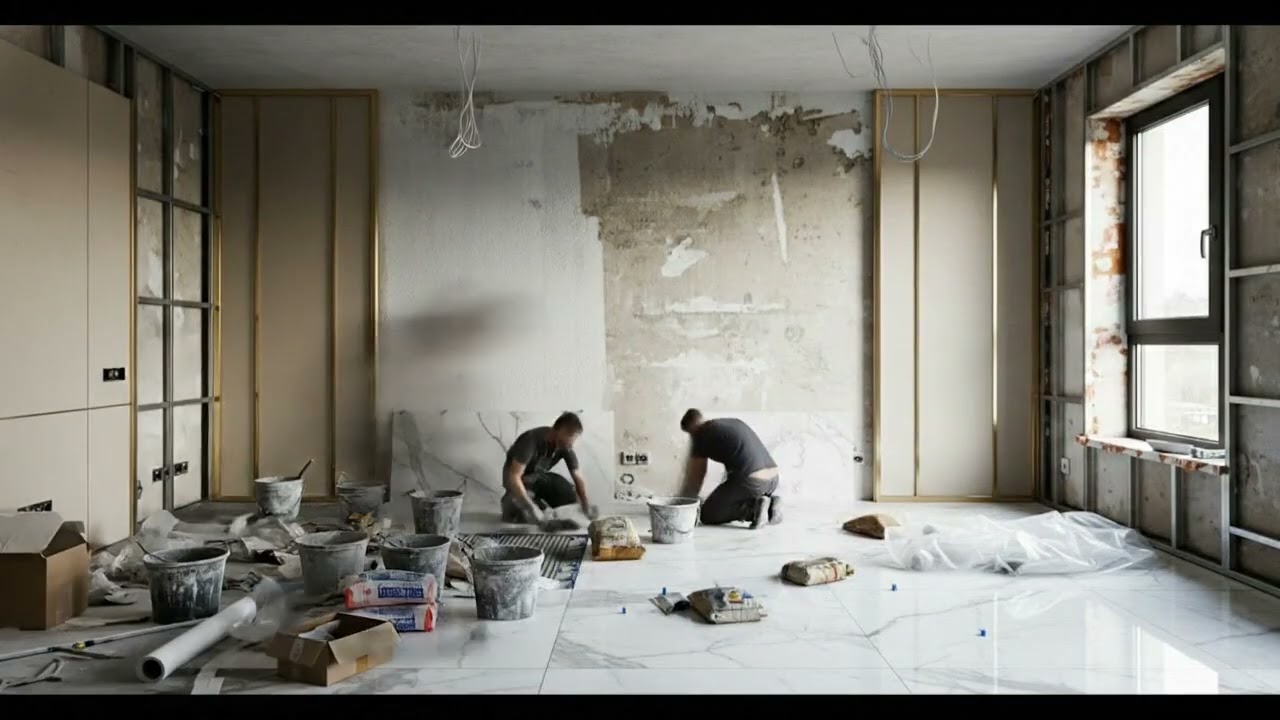 Luxury Living Room Renovation | Marble Floor Transformation