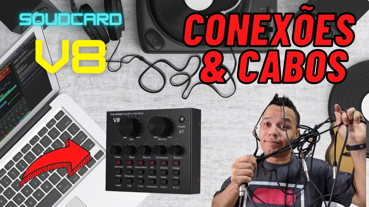 CONECTAR INTERFACE DE AUDIO NO PC E SMARTFONE | V8 SOUND CARD |INTERFACE BARATA PARA LIVE