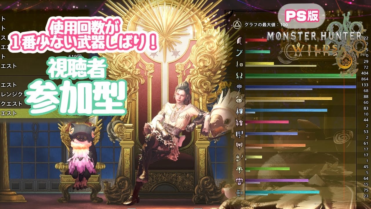 【参加型：モンハンワイルズ】使用回数が1番少ない武器しばり！★概要を読んでね！【MHWilds】