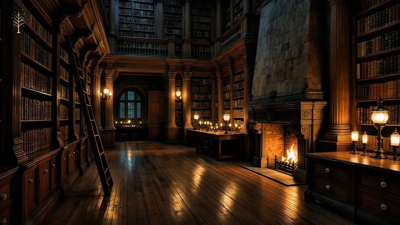 Silent 19th Century Library 🔥 Fireplace Sounds for Reading, Studying & Deep Focus